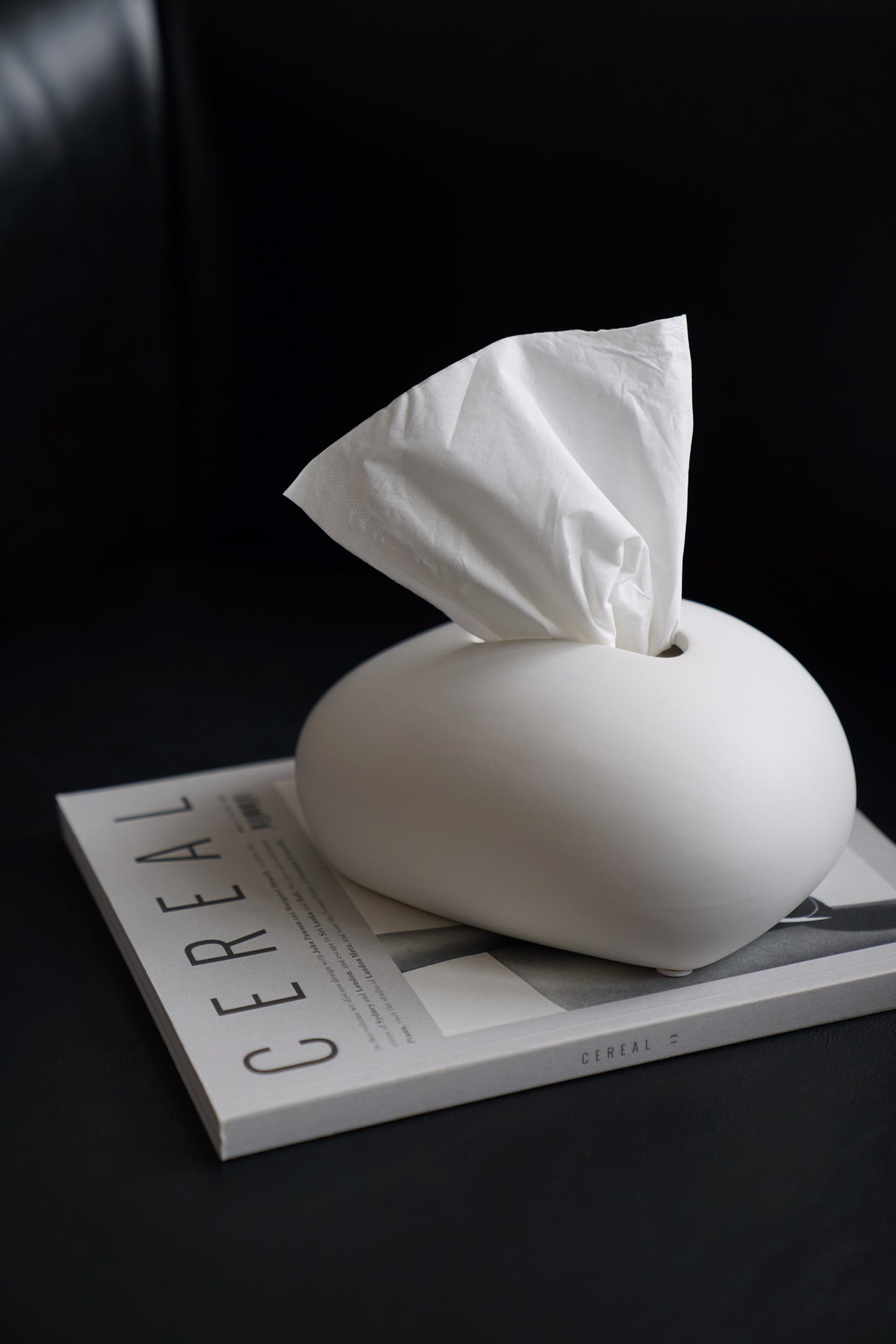 Amorphe Ceramic Decorative Tissue Holder White