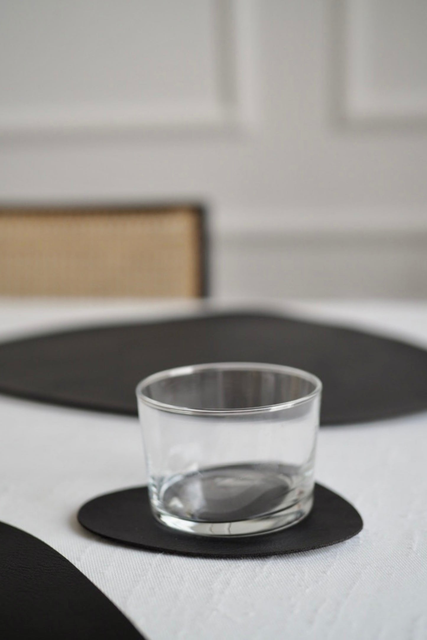 Minimalist Black PU Leather Placemat & Coaster Set (6 Pieces)