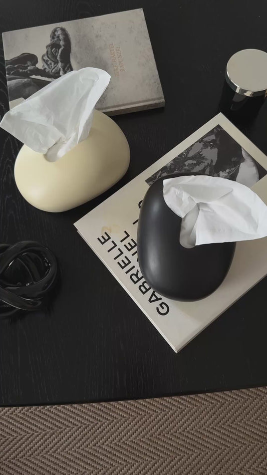 Amorphe Ceramic Decorative Tissue Holder Black
